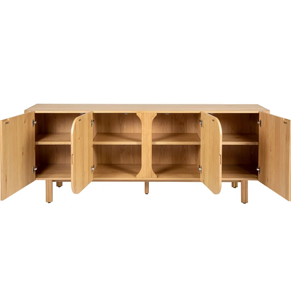 Meuble bas 4 portes en chêne naturel 200xh80cm - Sirocco