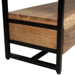 Meuble Tv 3 portes en acacia et pieds en fer noir - Brooklyn