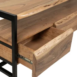 Meuble Tv 3 portes en acacia et pieds en fer noir - Brooklyn