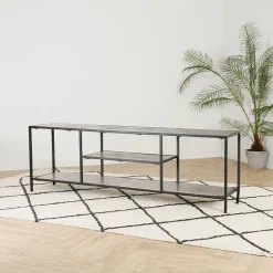 Meuble TV en acier et aluminium argenté L150cm - Felia