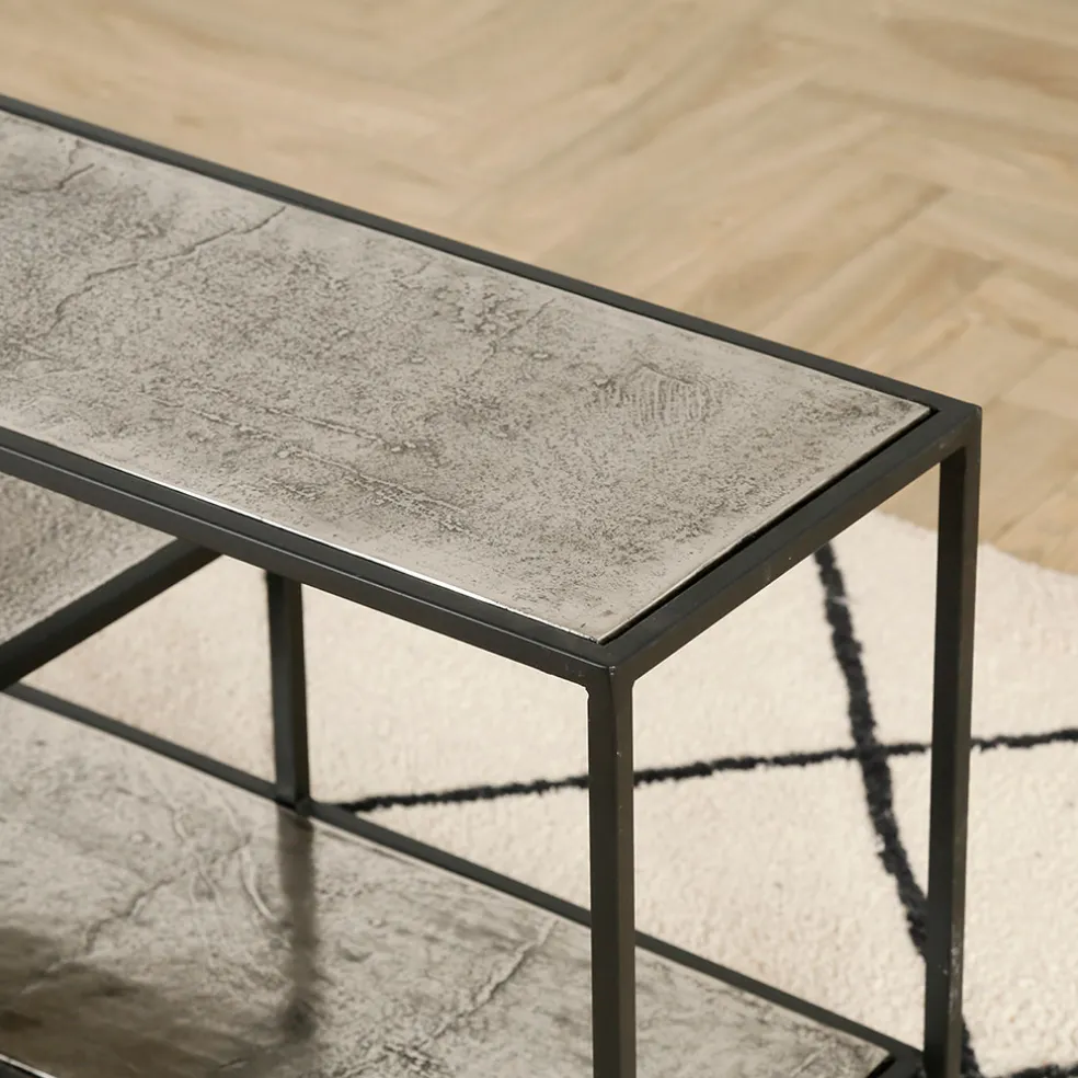 Meuble TV en acier et aluminium argenté L150cm - Felia