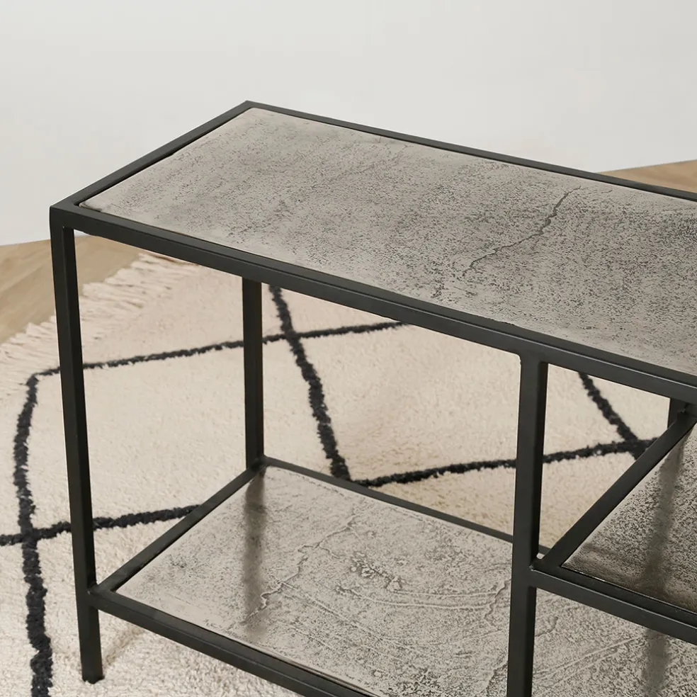 Meuble TV en acier et aluminium argenté L150cm - Felia