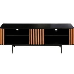Meuble TV en chêne naturel et noir 4 niche L130cm - Linea