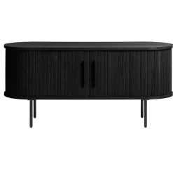Meuble TV en placage chêne noir L123cm - Nola