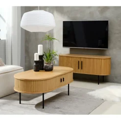 Meuble TV en placage chêne naturel l120cm - nola