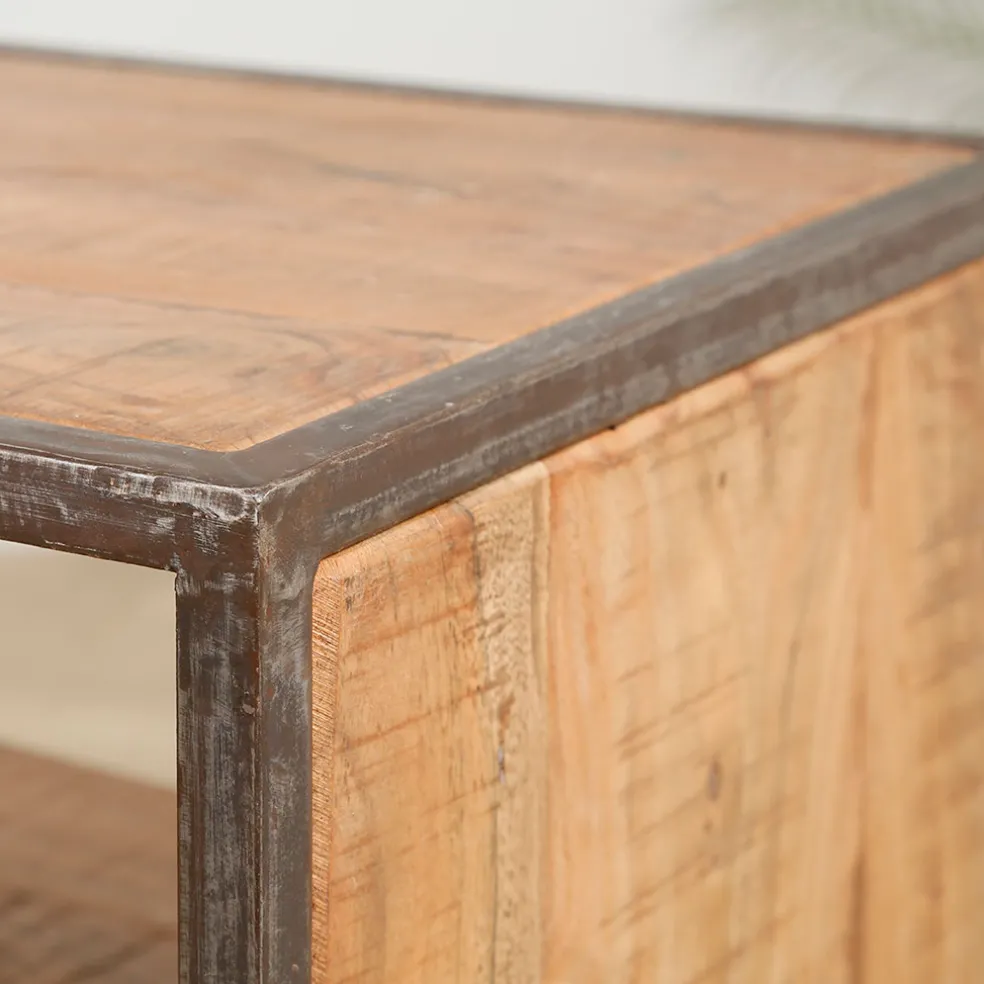 Meuble TV industriel en acacia et fer L120cm - Factory