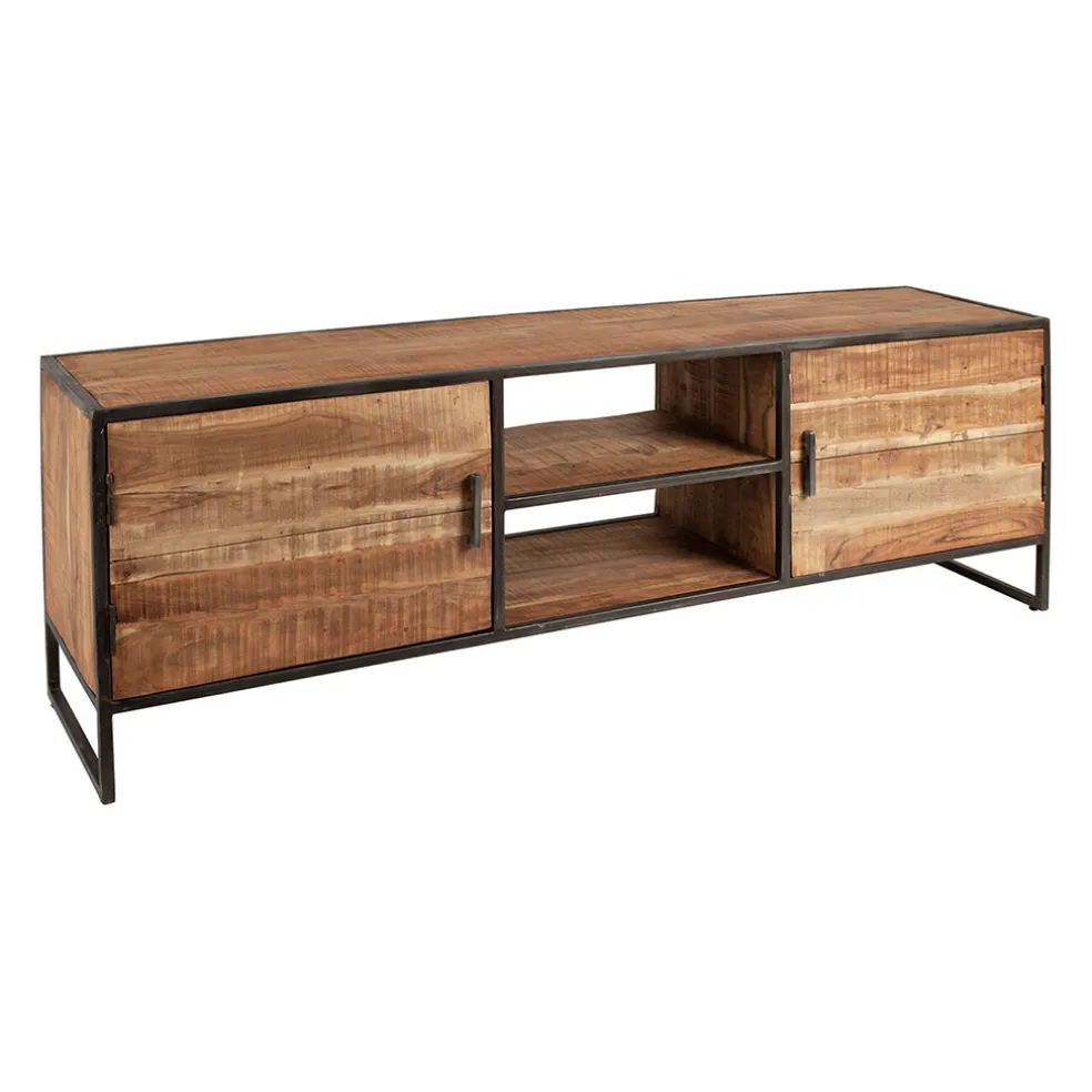 Meuble TV industriel en acacia et fer L175cm - Factory