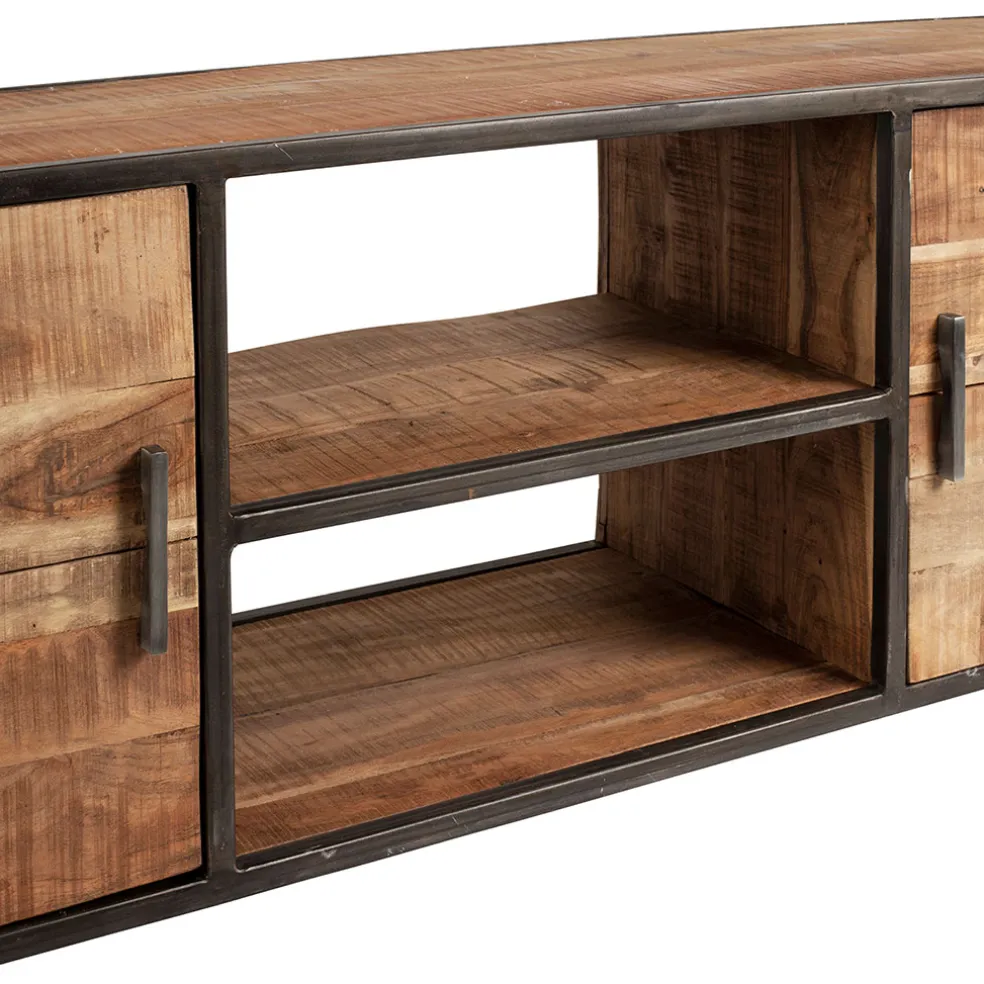 Meuble TV industriel en acacia et fer L175cm - Factory