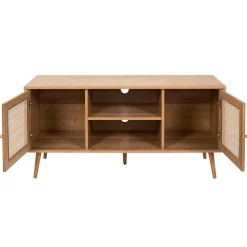 Meuble TV naturel en bois et cannage L115cm - Baia