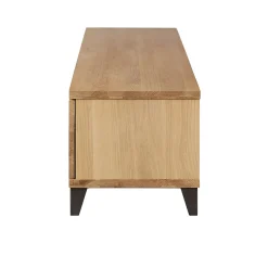 Meuble TV naturel en chêne 2 portes L150cm - Manny