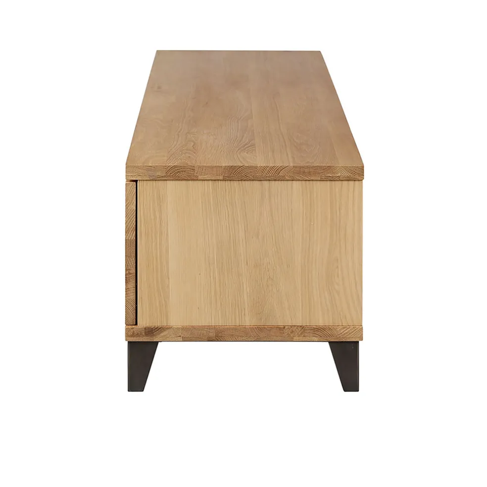 Meuble TV naturel en chêne 2 portes L150cm - Manny