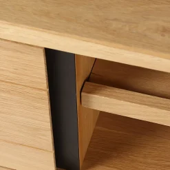 Meuble TV naturel en chêne 2 portes L150cm - Manny