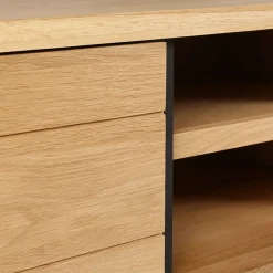 Meuble TV naturel en chêne 2 portes L150cm - Manny