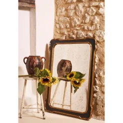 Miroir antique en bois noir et doré 80x105cm