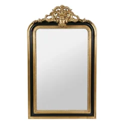 Miroir baroque noir et doré en bois - Féerie