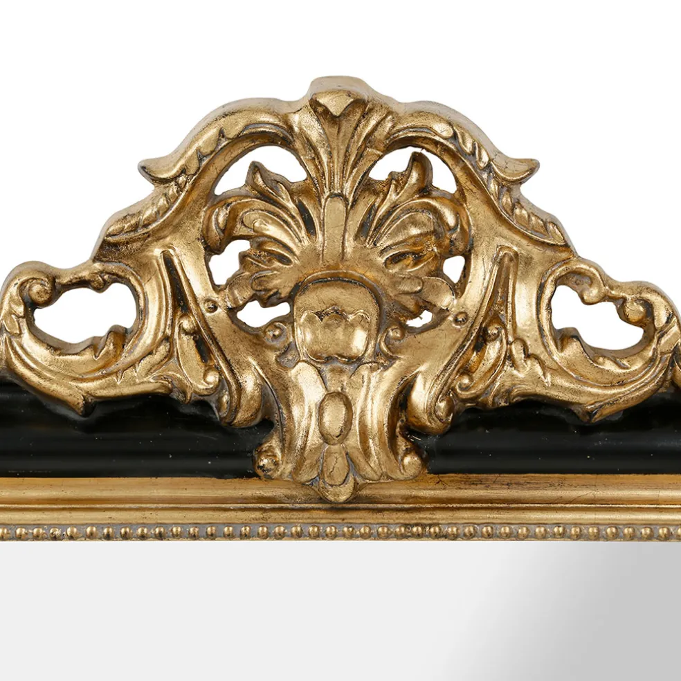Miroir baroque noir et doré en bois - Féerie