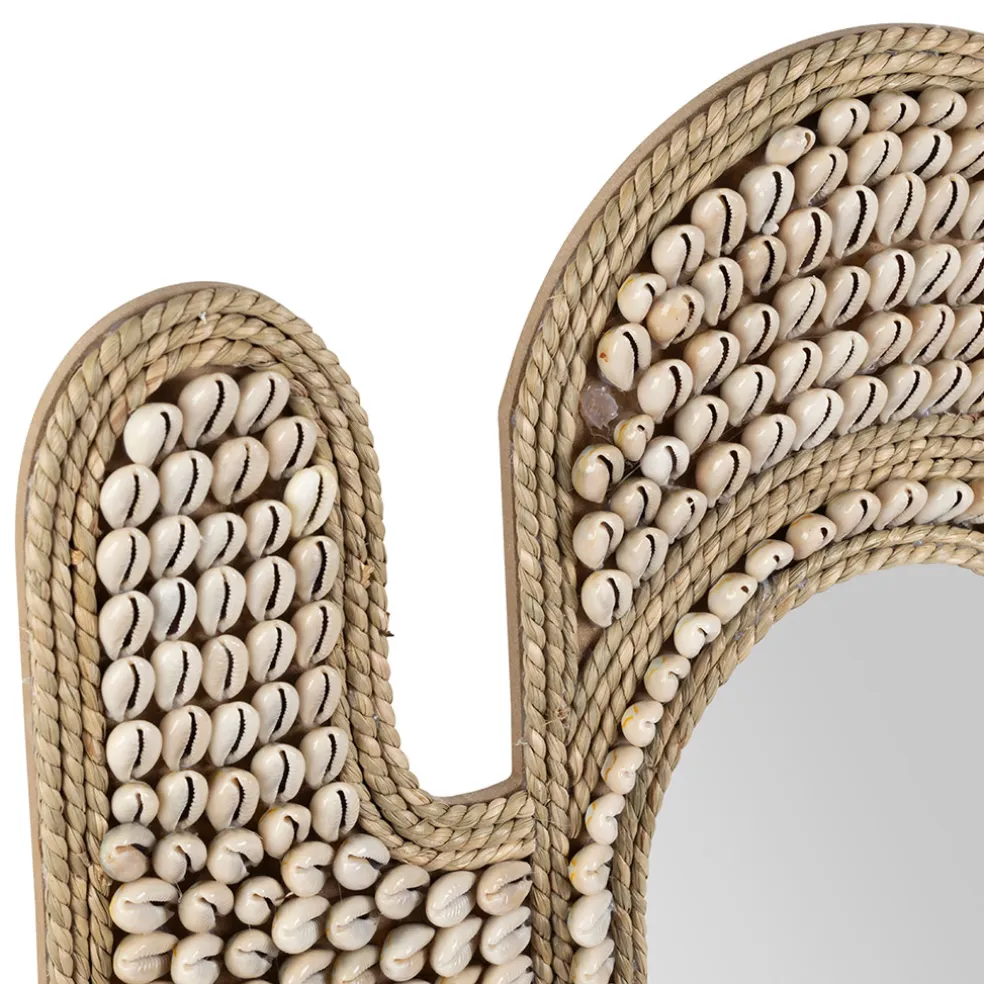 Miroir cactus en coquillage 40x45cm - Cauri