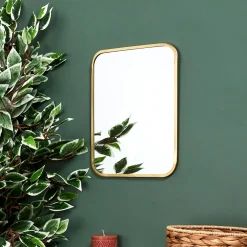 Miroir carre contour dore 34x25cm