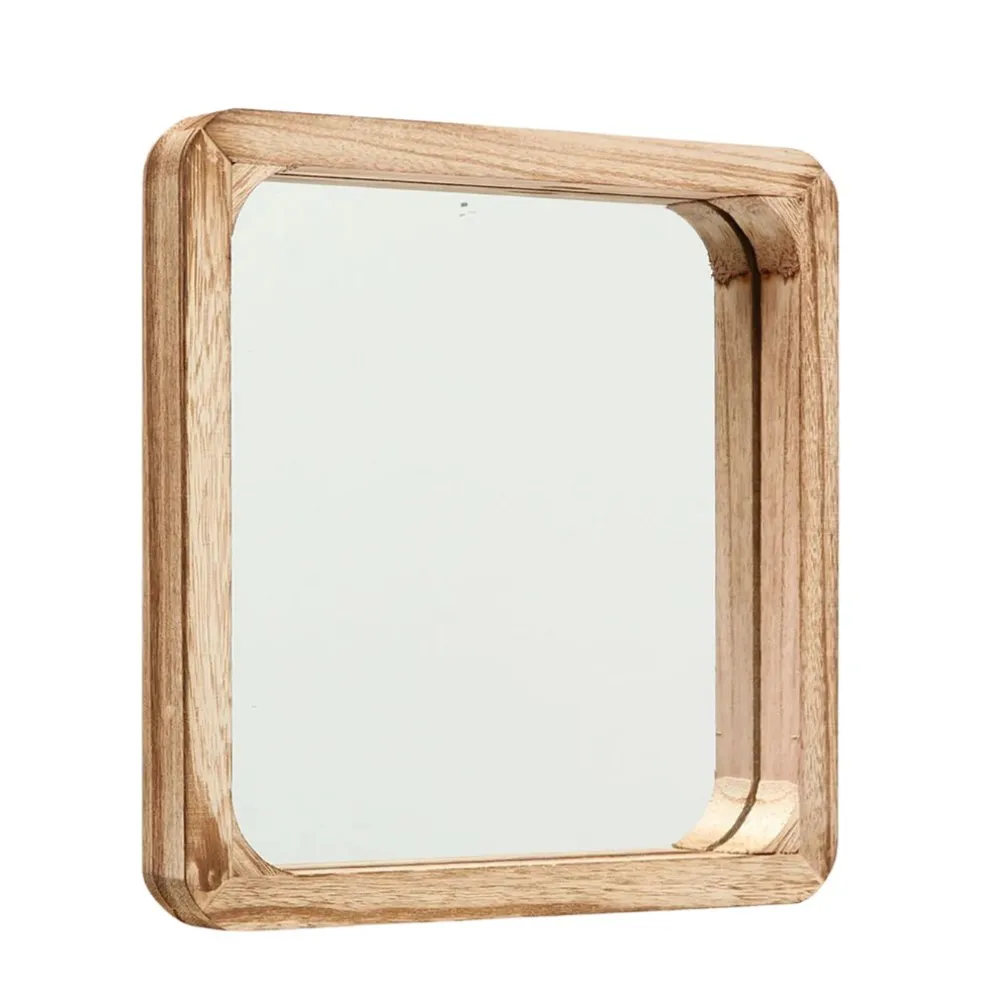 Miroir carre naturel en paulownia 30x30cm - Mambo