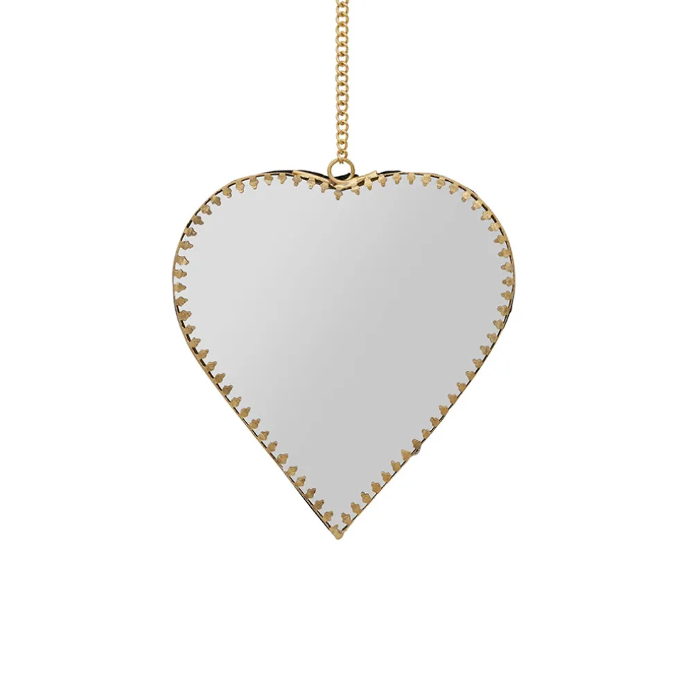 Miroir cœur en laiton et miroir 12.5x13.5cm - Cœur