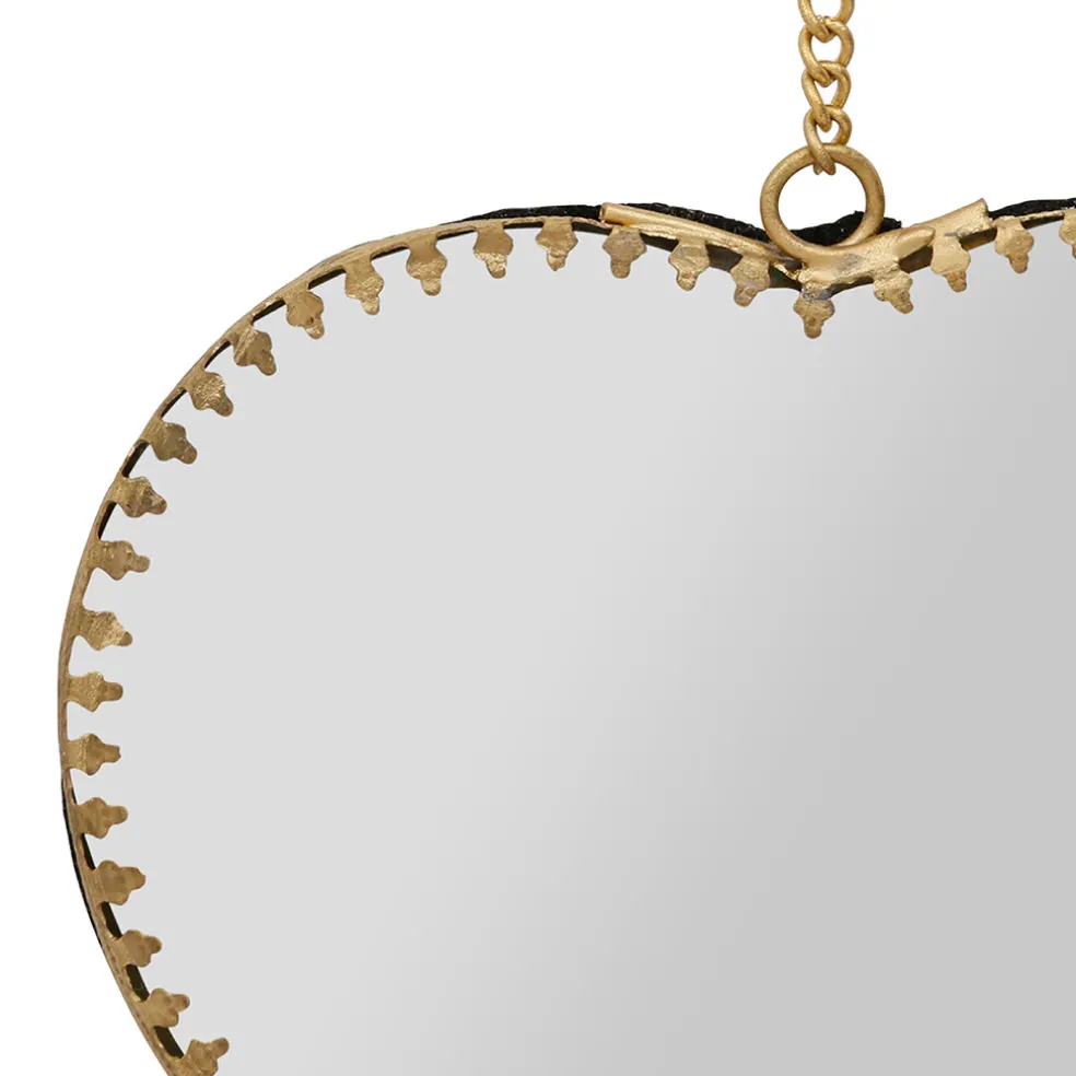 Miroir cœur en laiton et miroir 12.5x13.5cm - Cœur