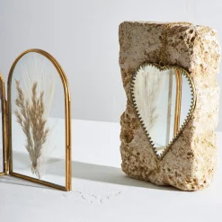 Miroir cœur en laiton et miroir 15x16cm - Cœur