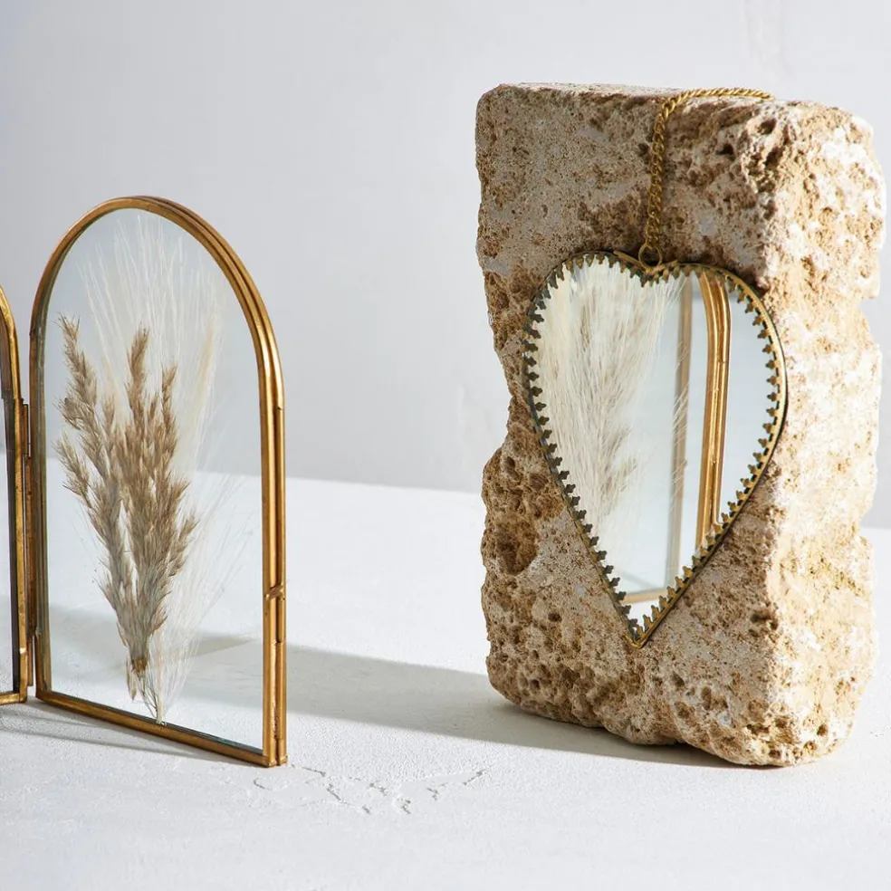 Miroir cœur en laiton et miroir 15x16cm - Cœur