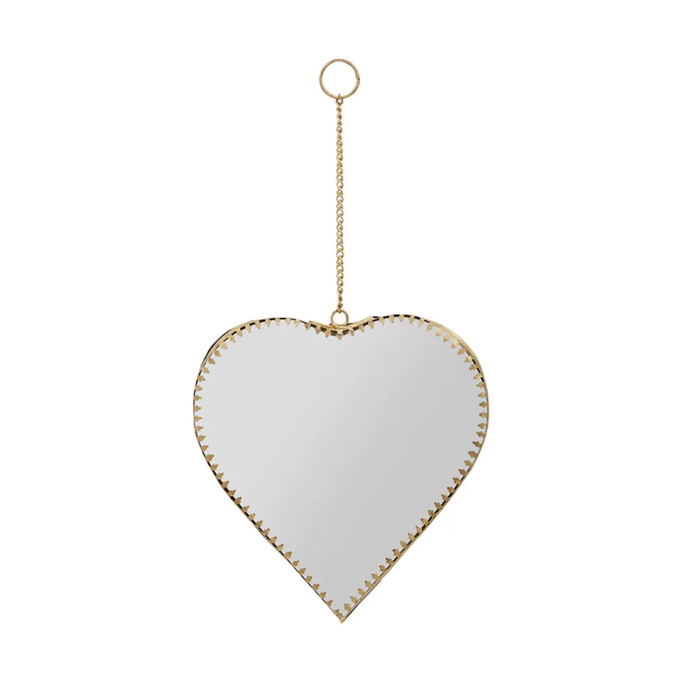 Miroir cœur en laiton et miroir 15x16cm - Cœur