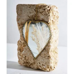 Miroir cœur en laiton 20x21cm - Cœur