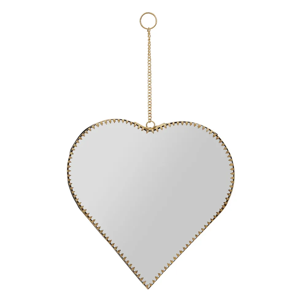 Miroir cœur en laiton 20x21cm - Cœur