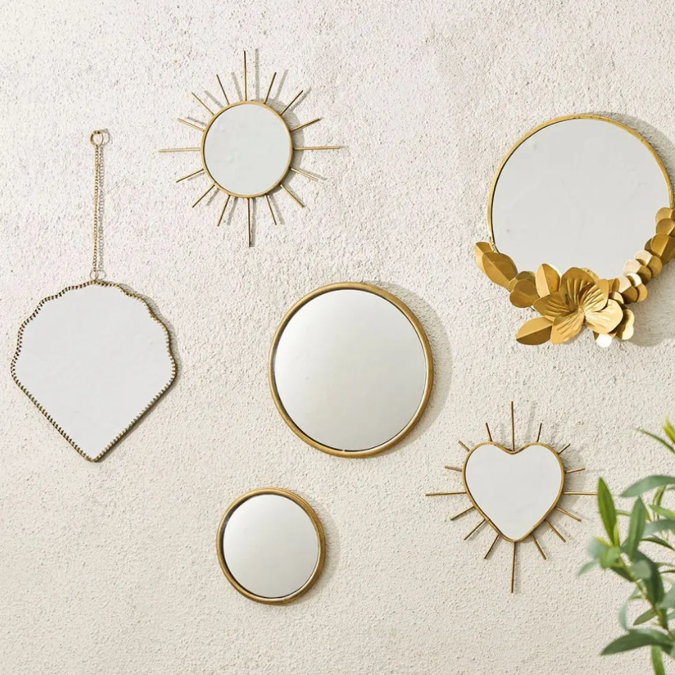Miroir cœur en laiton 20x20cm - Jolinio