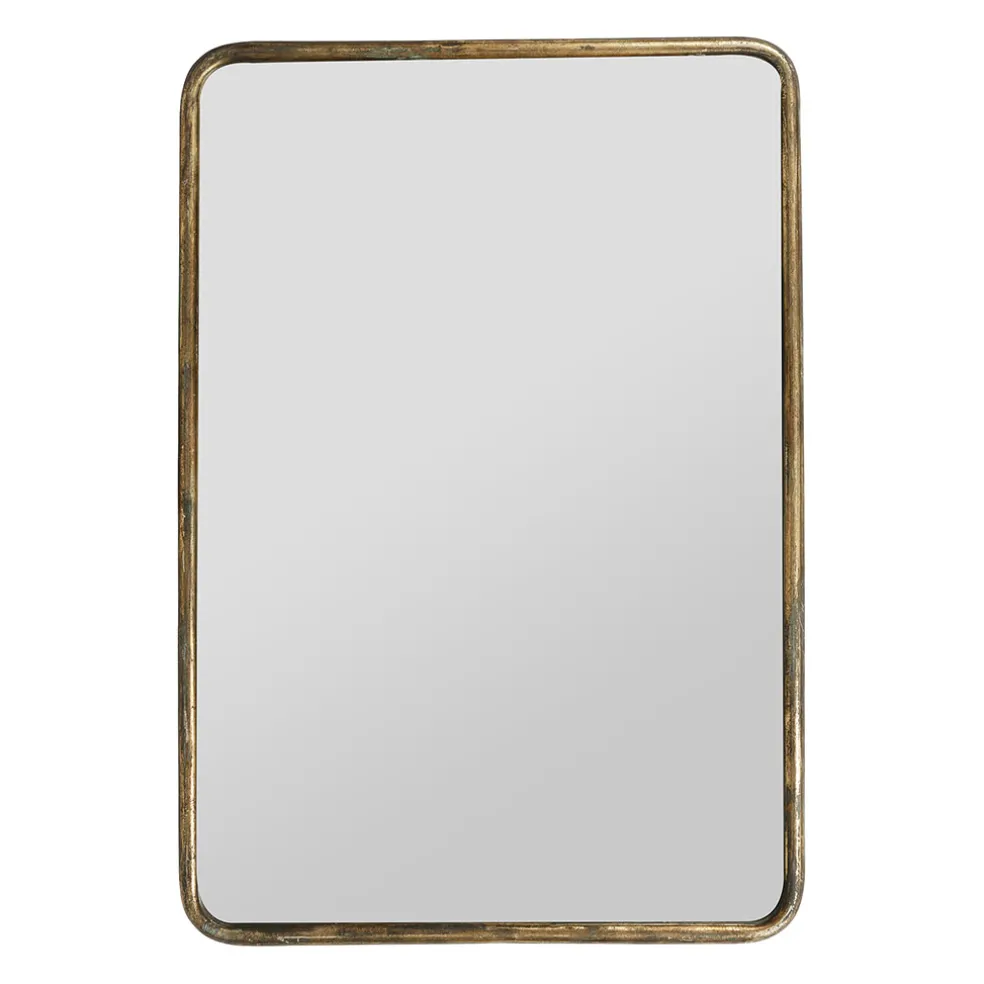 Miroir doré patiné en fer - Aziru