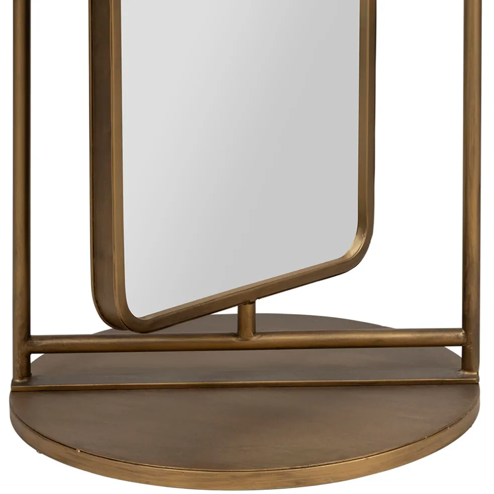 Miroir en fer et panneau de bois h169cm - Aziru
