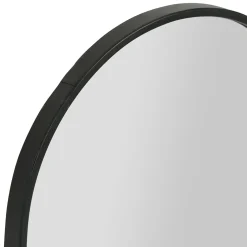Miroir en fer noir arrondie avec étagere bambou naturel 50.5x70cm - Garden