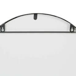 Miroir en fer noir arrondie avec étagere bambou naturel 50.5x70cm - Garden