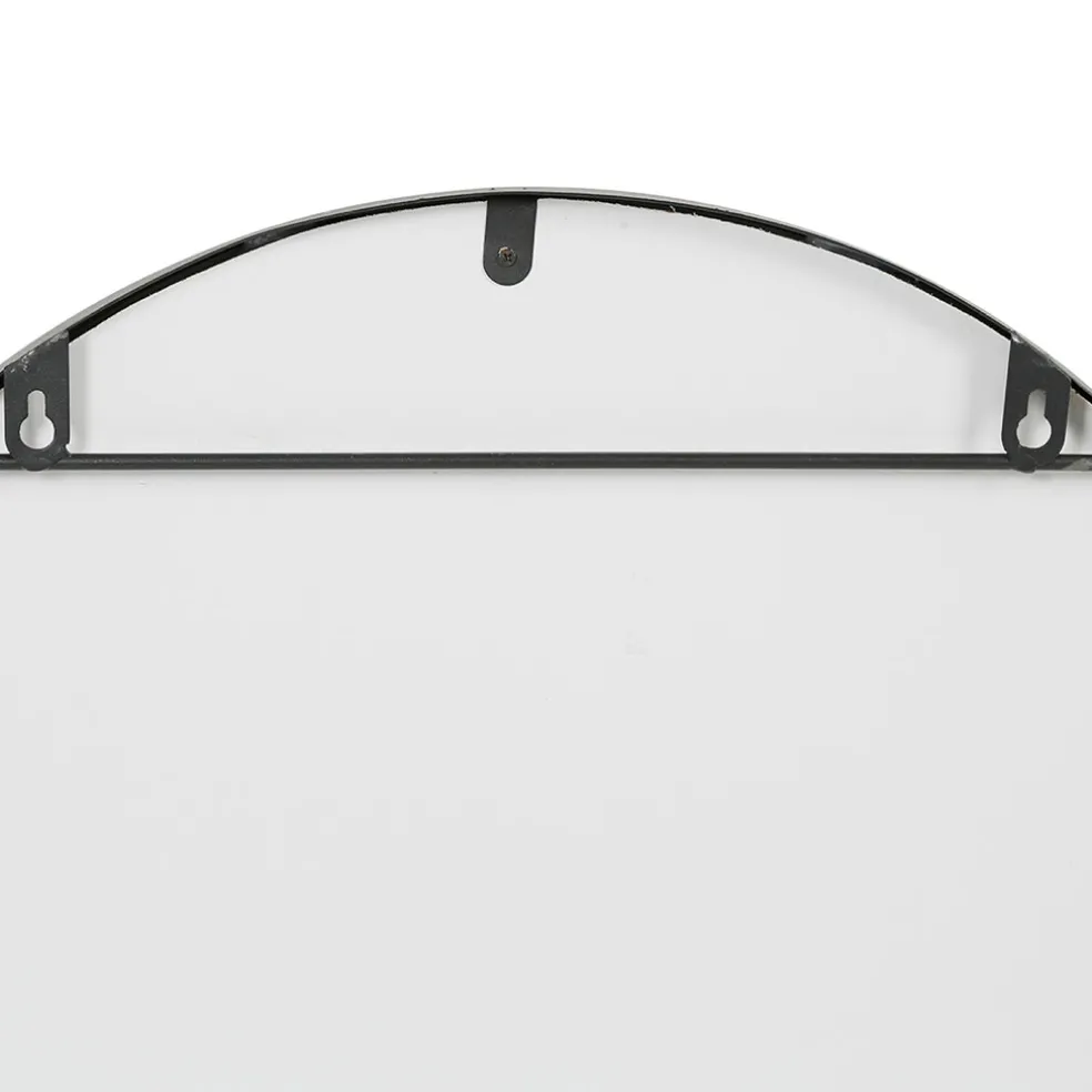 Miroir en fer noir arrondie avec étagere bambou naturel 50.5x70cm - Garden
