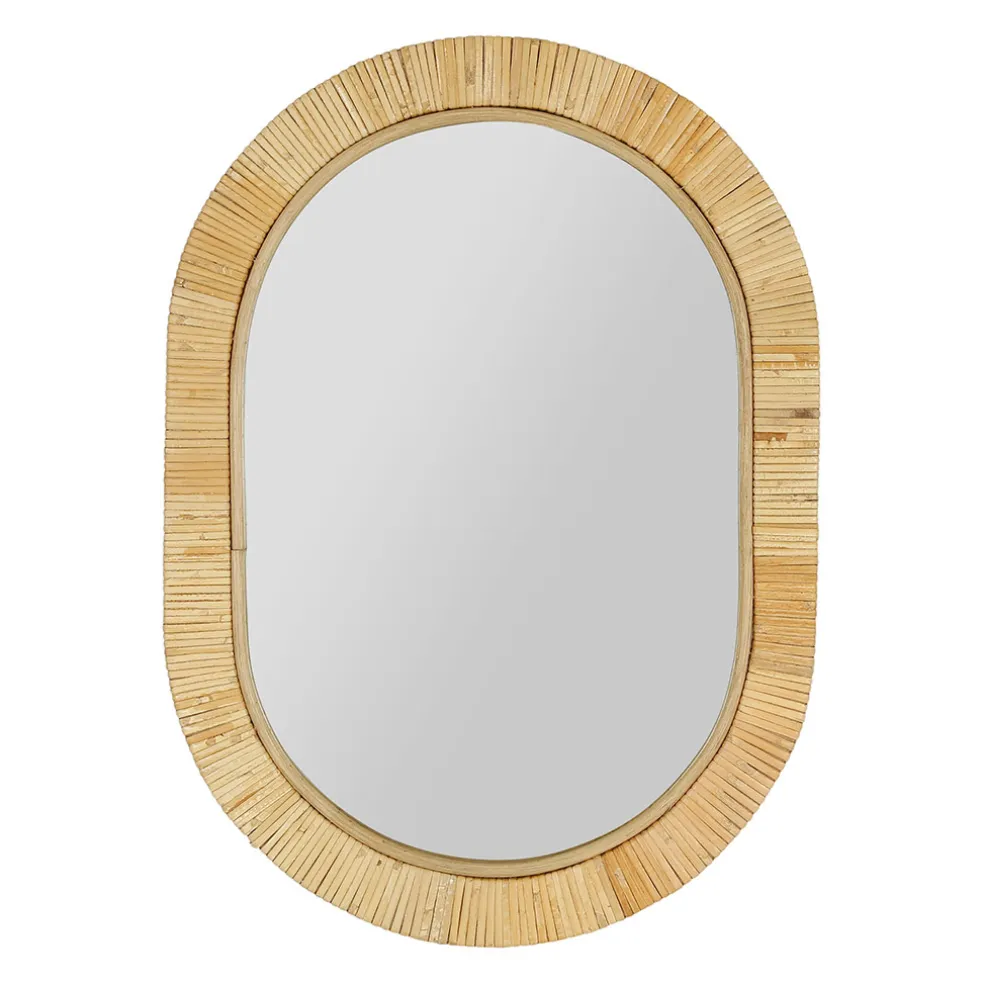 Miroir en rotin et mdf naturel 40x55cm - Tulum