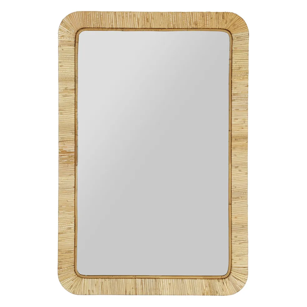 Miroir en rotin et mdf naturel 60x90cm - Tulum