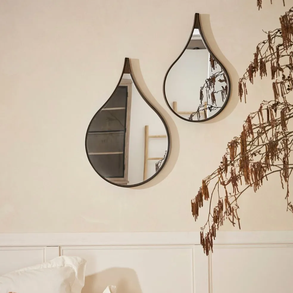 Miroir goutte en fer noir 42.5xh64cm - Kerian