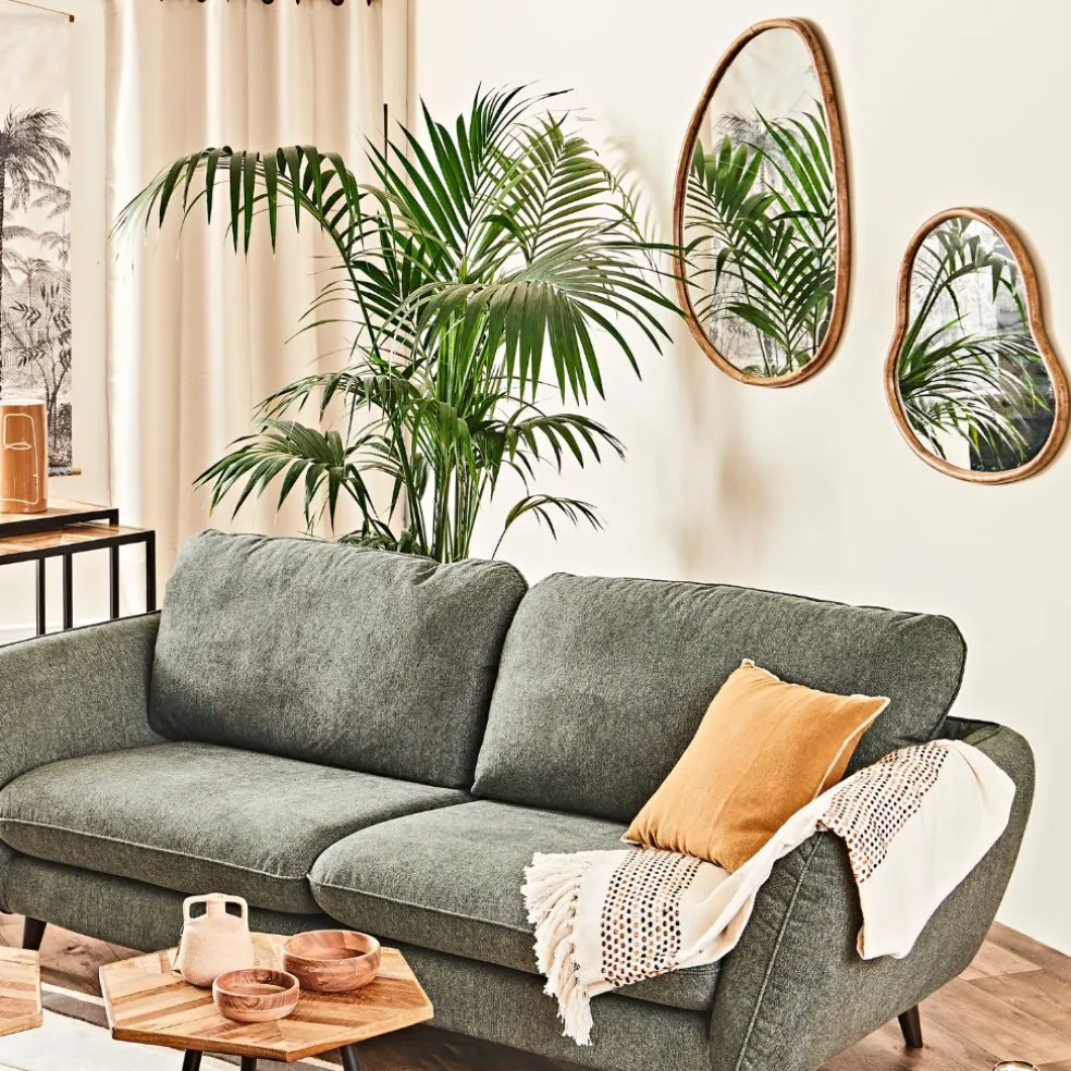 Miroir irrégulier en bois de manguier naturel 93x97cm -hervea