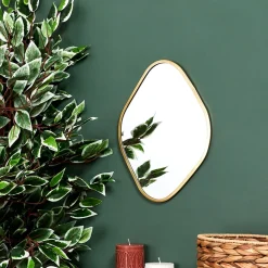 Miroir losange contour dore 34x25cm