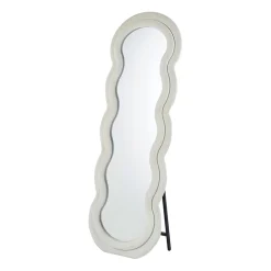 Miroir ondulé en velours blanc cassé h160cm