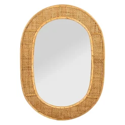 Miroir ovale en rotin naturel - Tamba
