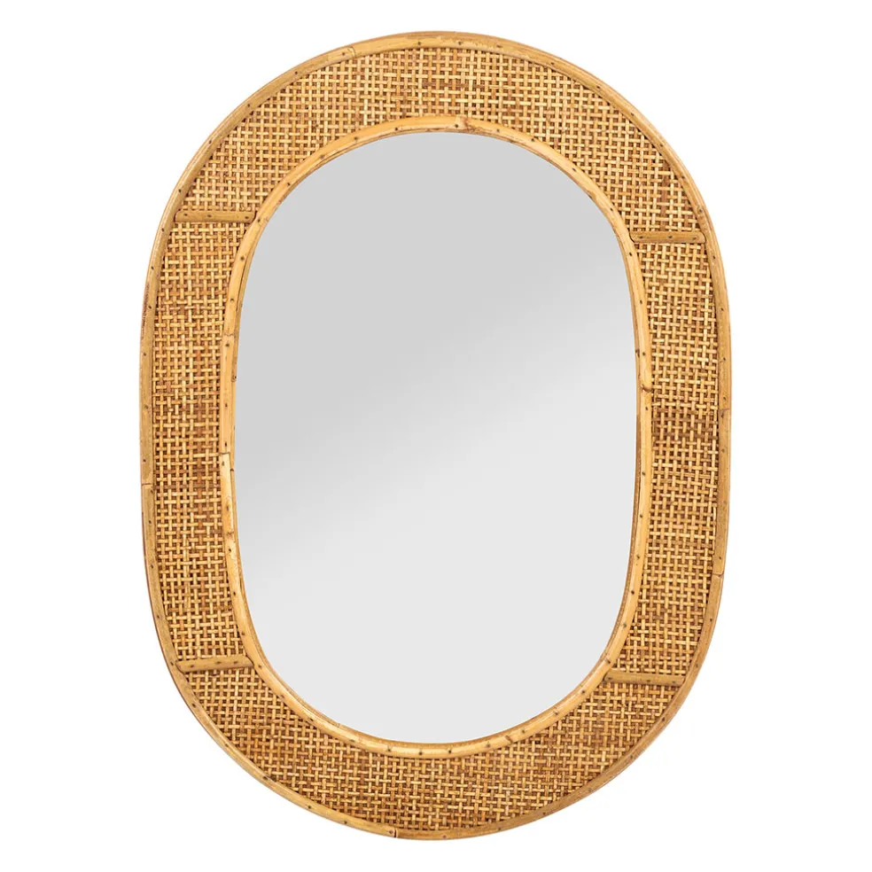 Miroir ovale en rotin naturel - Tamba