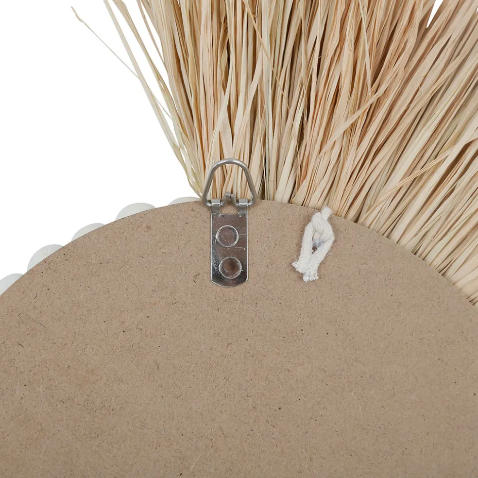 Miroir rond asymétrique en raphia - blue sand