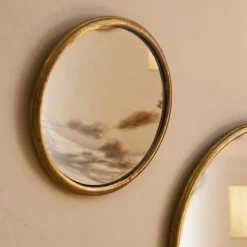 Miroir rond convexe en laiton doré d14.5cm - Edman