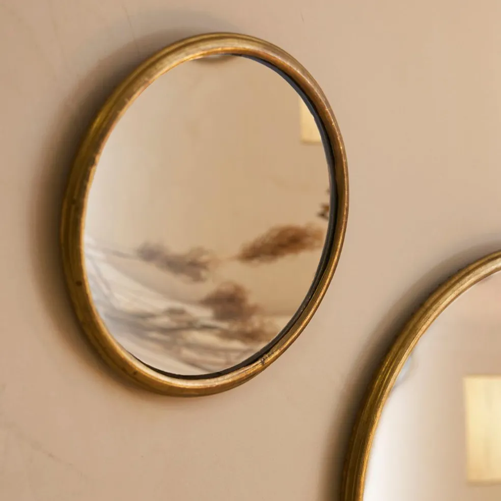 Miroir rond convexe en laiton doré d14.5cm - Edman