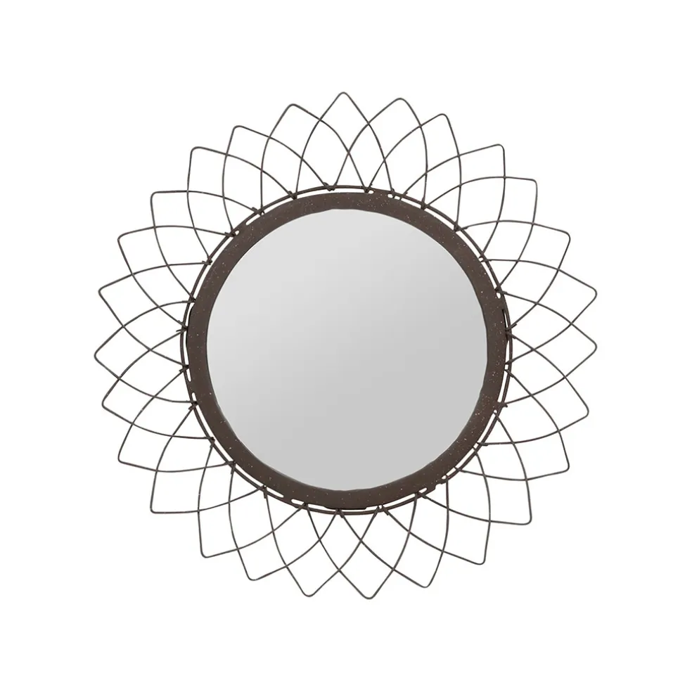 Miroir rond en fer noir D32cm - Lore