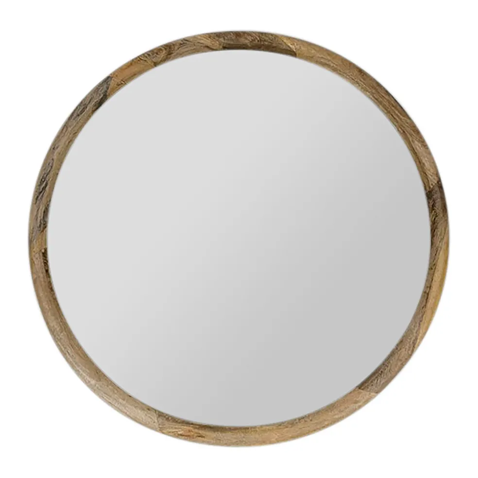 Miroir rond en manguier d80cm - Hervea