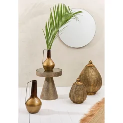 Miroir rond en pin foncé d80cm - Mikawa